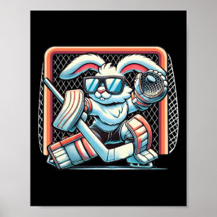 Osterhase spielt Hockey-Torhüter Kaninchen Kleinki Poster