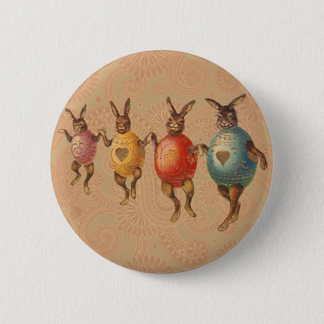 Osterhase Tanzende Eier Button (Vorderseite)