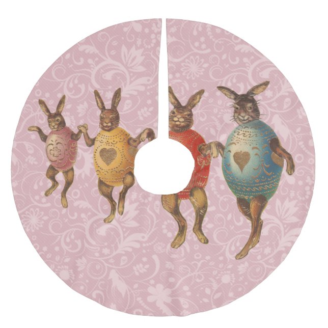 Osterhase Tanzende Eier Polyester Weihnachtsbaumdecke (Vorderseite)