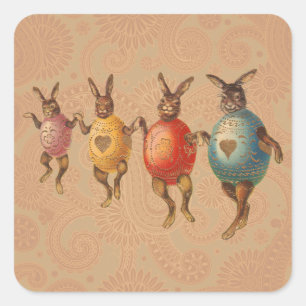 Osterhase Tanzende Eier Quadratischer Aufkleber