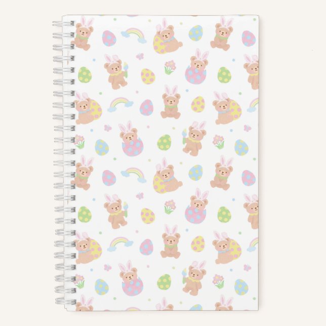Osterhase Teddybär Weiß Notizbuch (Vorderseite)
