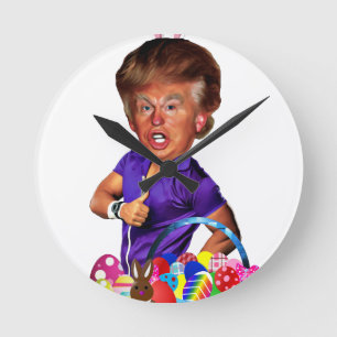 Osterhase Trump Runde Wanduhr