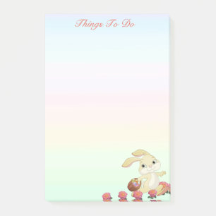 Osterhase und Blumen auf Pastellfarben Post-it Klebezettel
