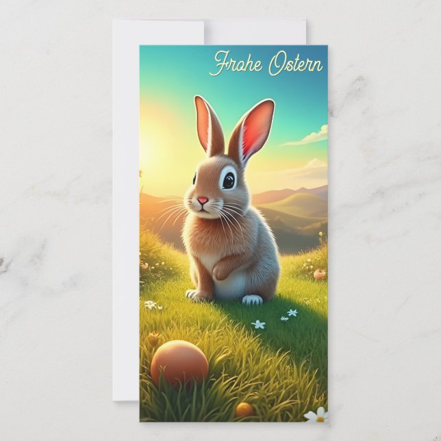 Osterhase und bunte Eier im Frühlingszauber (Vorderseite)