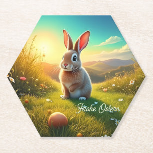 Osterhase und bunte Eier im Frühlingszauber Untersetzer