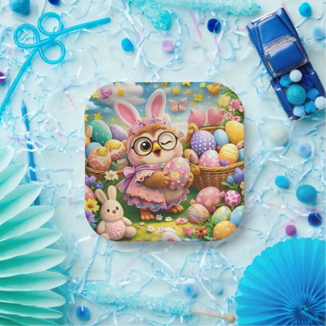 Osterhase und bunte Eier Party-Design Pappteller (Party)