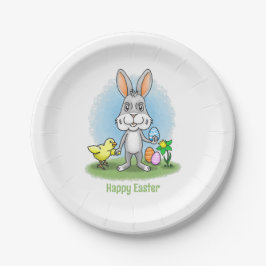 Osterhase und das gelbe Huhn Pappteller