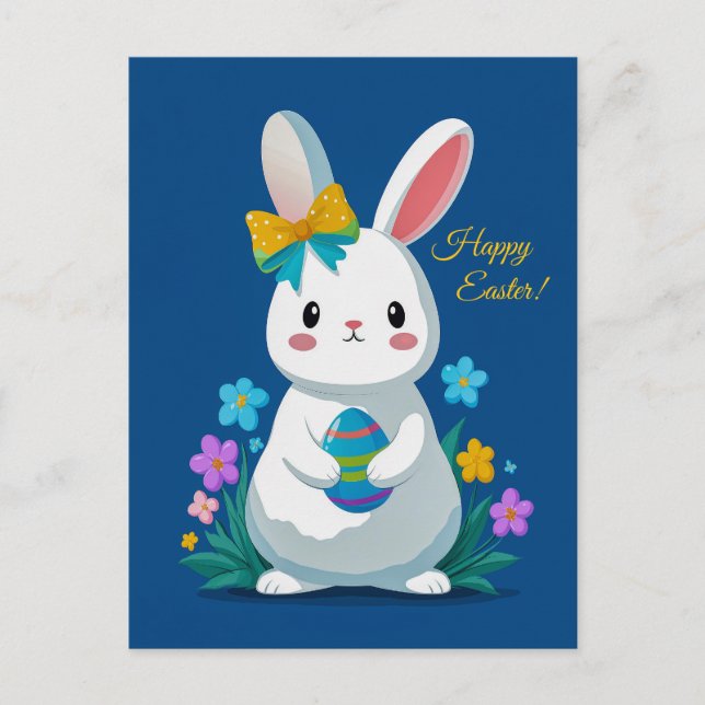 Osterhase und Ei Feiertagspostkarte (Vorderseite)
