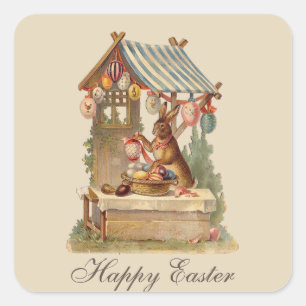 Osterhase und Eier Aufkleber vintage