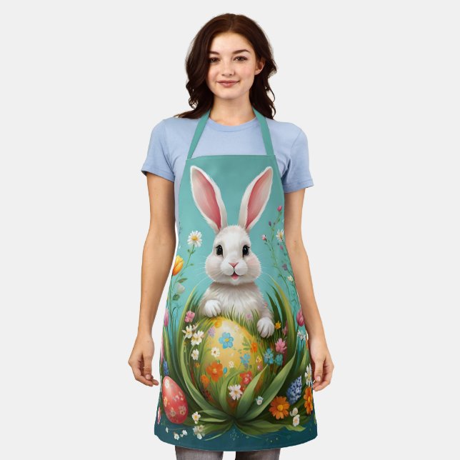 Osterhase und Eier Blumendesign Schürze (Getragen)