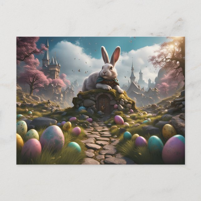 Osterhase und Eier Feiertagspostkarte (Vorderseite)