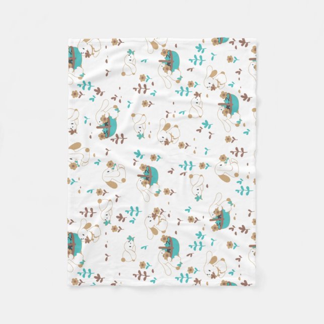 Osterhase und Eierjagdmuster Fleecedecke (Vorderseite)