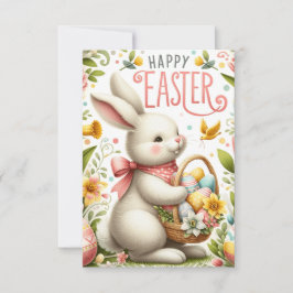 Osterhase und Frühlingsblüten Dankeskarte