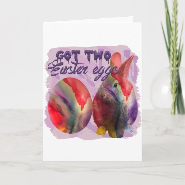 Osterhase und gestrichenes Ei Feiertagskarte (Vorderseite)