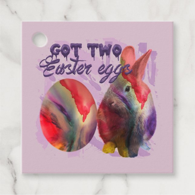 Osterhase und gestrichenes Ei Geschenkanhänger (Vorderseite)