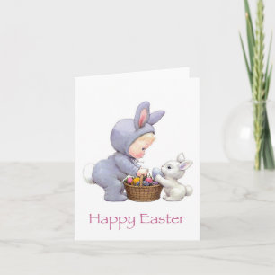 Osterhase und Girl Card Feiertagskarte