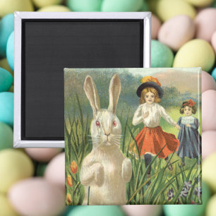 Osterhase und Kinder frohe Ostern Magnet