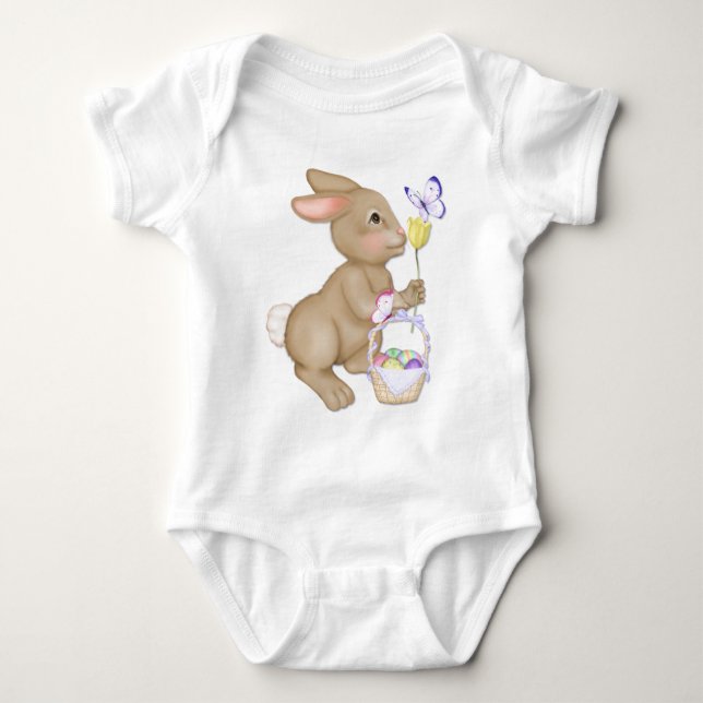 Osterhase und Korb Baby Strampler (Vorderseite)