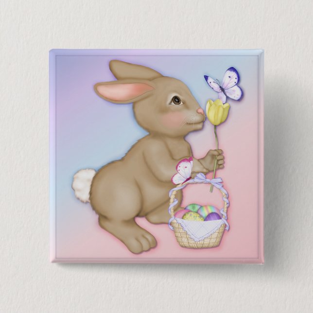 Osterhase und Korb Button (Vorderseite)