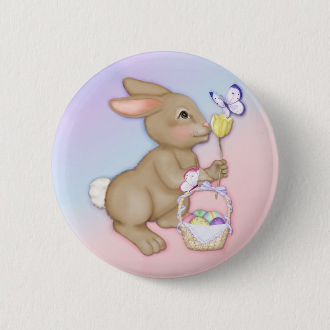 Osterhase und Korb Button (Vorderseite)