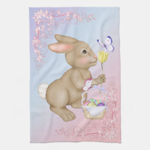 Osterhase und Korb Geschirrtuch