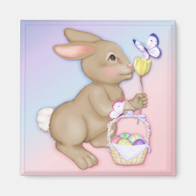 Osterhase und Korb Magnet (Vorne)
