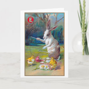 Osterhase und Küken im Retro-Stil Karte