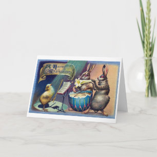 Osterhase und Küken im Retro-Stil Karte