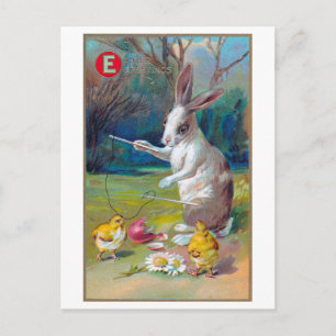 Osterhase und Küken im Retro-Stil Postkarte