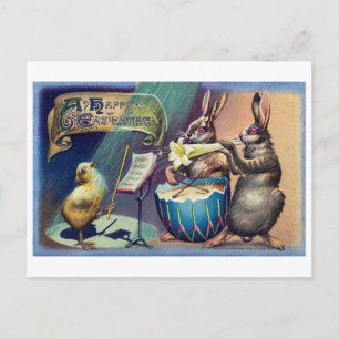 Osterhase und Küken im Retro-Stil Postkarte