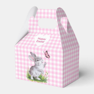 Osterhase und Schmetterling auf Gingham Geschenkschachtel