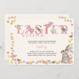 Osterhase und Schmetterling Dainty Floral Brunch Einladung
