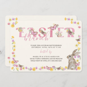 Osterhase und Schmetterling Dainty Floral Brunch Einladung