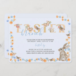 Osterhase und Schmetterling Sweet Floral Brunch Einladung