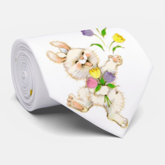 Osterhase und Tulpen Krawatte (Gerollt)