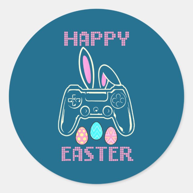 Osterhase Videospiel Gaming-Controller Gamer Bo Runder Aufkleber (Vorderseite)