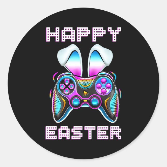 Osterhase Videospiel Spielecontroller Gamer Bo Runder Aufkleber (Vorderseite)