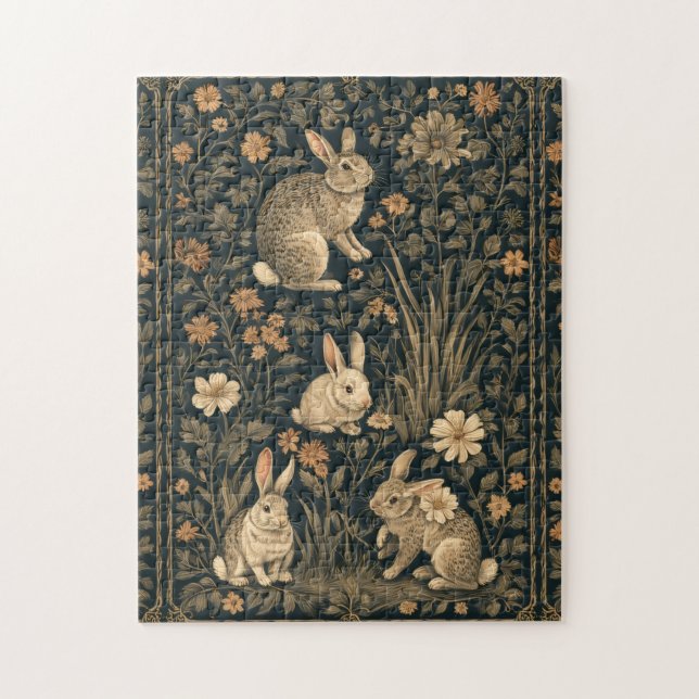 Osterhase William Morris Art & Craft Stil Chic Puzzle (Vertikal)