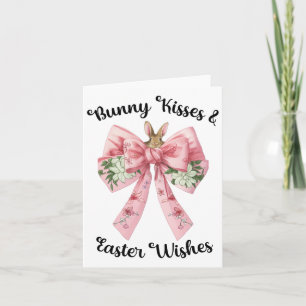 Osterhase wünscht Coquette Pink Bow Blume Desi Karte