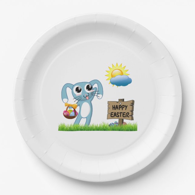 Osterhase wünscht ein frohes Ostern Pappteller (Vorderseite)