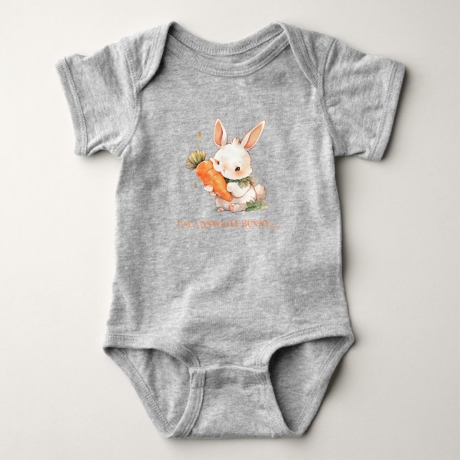 Osterhase zu essen Carrot Baby Strampler (Vorderseite)