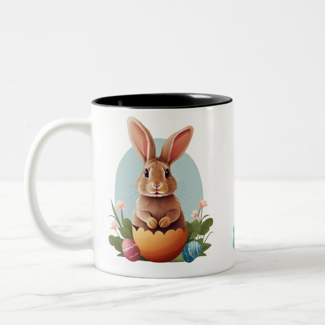 Osterhase Zweifarbige Tasse (Links)