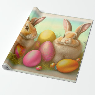 Osterhasen auf dem Gras Kollektion Geschenkpapier