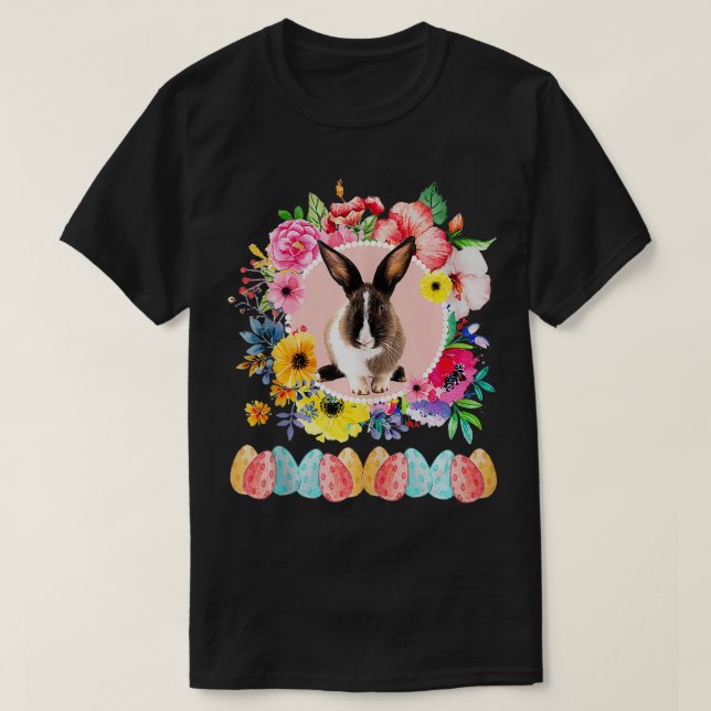 Osterhasen Blume Ei Hunt Realistisches Kaninchen N T-Shirt (Design vorne)