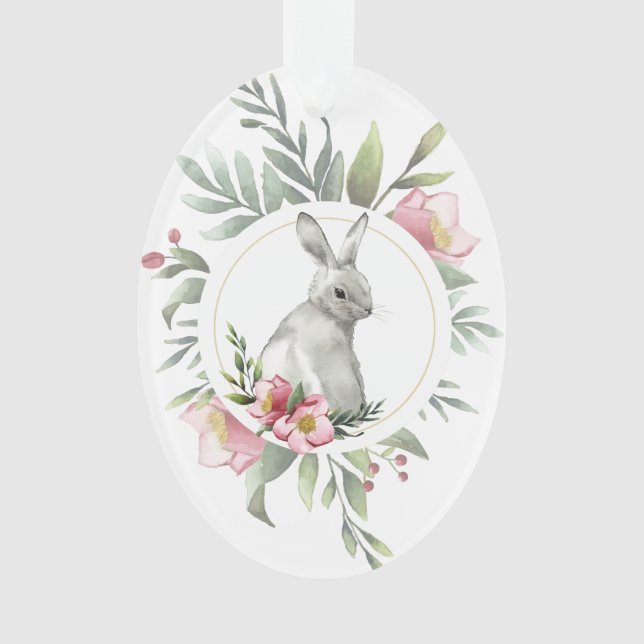 Osterhasen-Blumendesign Ornament (Vorderseite)