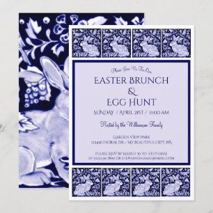 Osterhasen-Brunch-Eiersuche in Vintage-Blau und We Einladung
