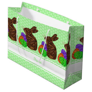 Osterhasen-buntes personalisiertes Z Brown Große Geschenktüte