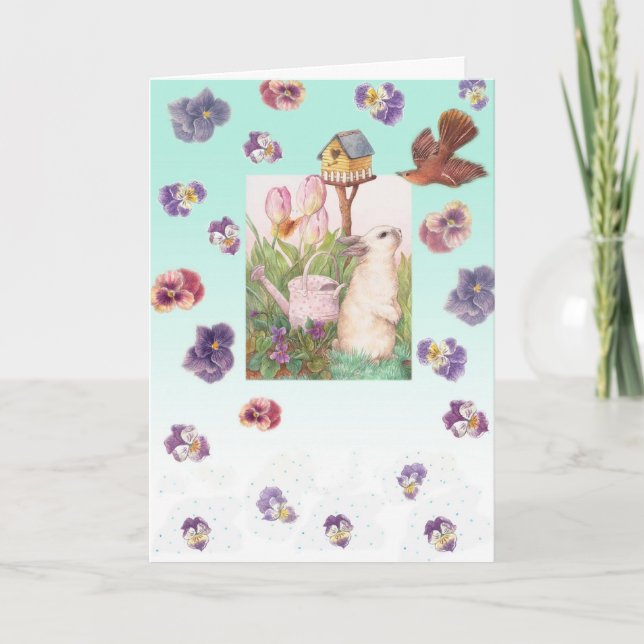 Osterhasen Chicks Ostern Joy GREETINGS Feiertagskarte (Vorderseite)