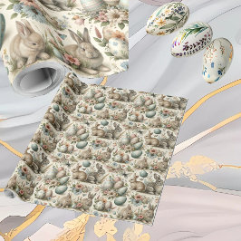 Osterhasen-Dekorative Ostereier Frühlingsflorales  Geschenkpapier
