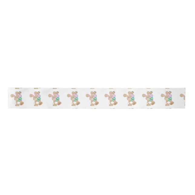 Osterhasen, die Eier tragen Design Satin Ribbon Satinband (Vorderseite)